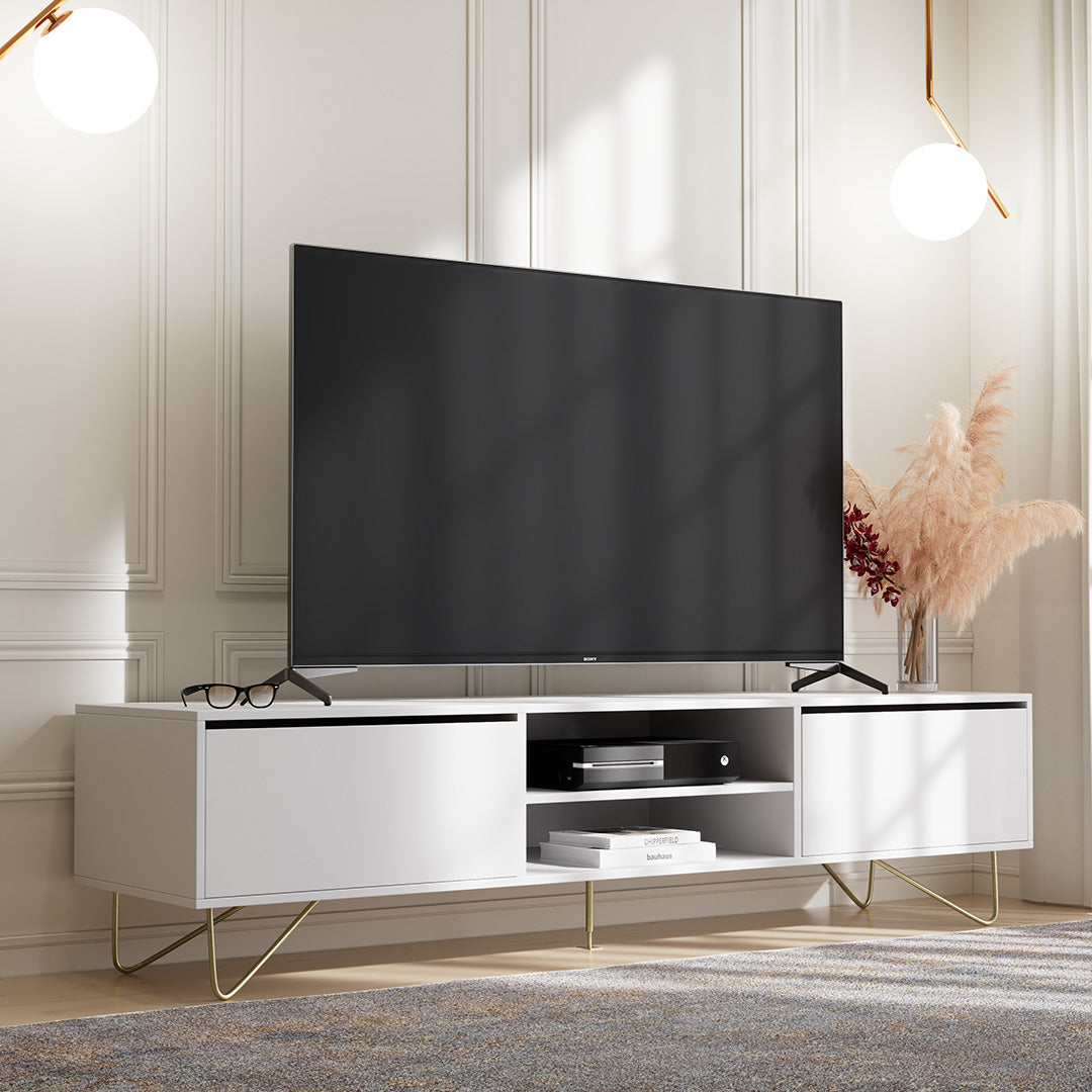 TV Cabinet Zarah 2 Drawer Satin White