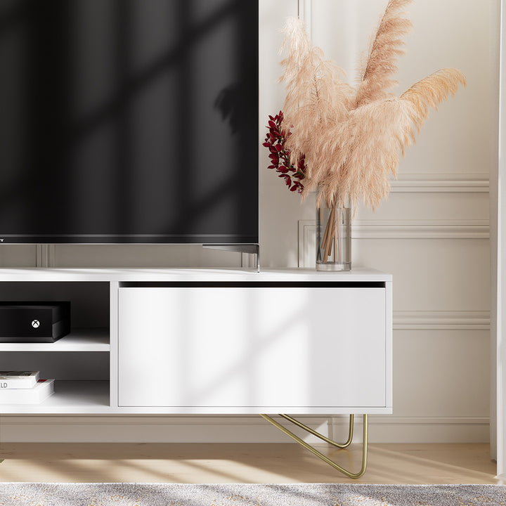 TV Cabinet Zarah 2 Drawer Satin White