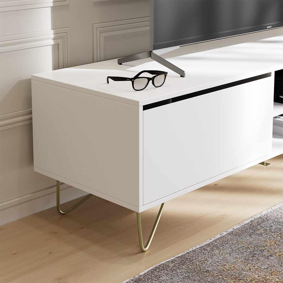 TV Cabinet Zarah 2 Drawer Satin White