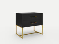 Satin black bedside pedestal with gold steel legs, locally made in South Africa Johannesburg by Furniturespot