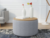 Coffee Table Culla Cement Fabric with Oak Top