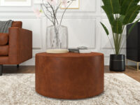 Round Coffee Table Galaxy Tan Premium leather