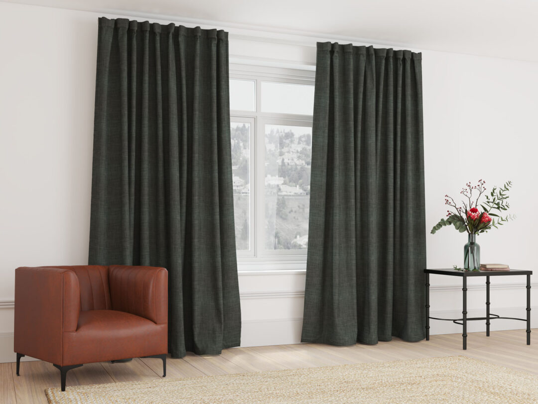 Blockout Curtain Taped Coal Grey - 265 x 218cm