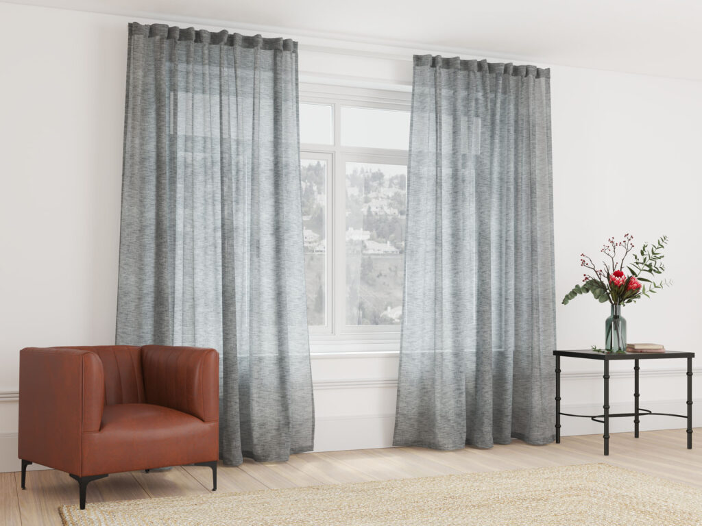Sheer Curtain Taped Ash Grey - 265 x 218cm
