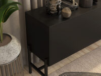 Metal Framed Server Envelo Midnight Black with black Base, with three pull out drawers and some open space, locally made in Johannesburg South Africa