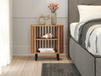 Bedside Pedestal Oslo Brown with steel legs, locally made in Johannesburg South Africa