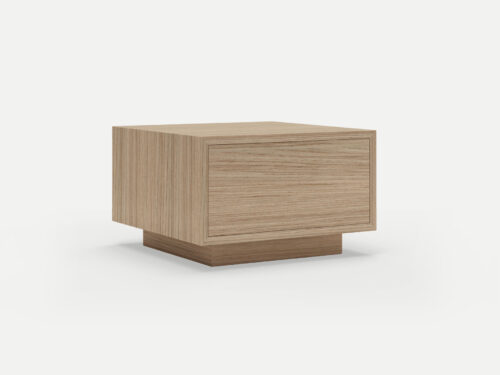 Oak floating pedestal antares clear finish, push to open drawer, locally made in Johannesburg South Africa