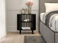 Bedside Pedestal Oslo Black with steel legs, locally made in Johannesburg South Africa