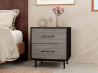 Monsoon grey finish bedside pedestal with black steel legs, locally made in South Africa Johannesburg by Furniturespot