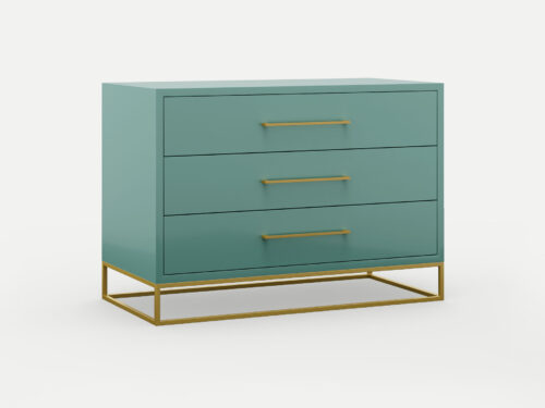 3 drawer server lilo satin turquoise with steel gold legs and handles, locally made in Johannesburg South Africa
