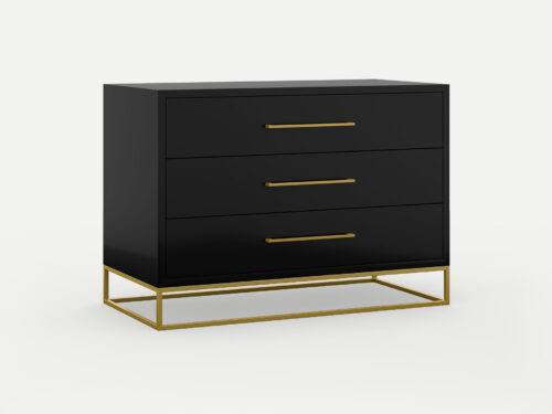 3 drawer server lilo satin black with steel gold legs and handles, locally made in Johannesburg South Africa