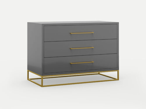 3 drawer server lilo satin dark grey with steel gold legs and handles, locally made in Johannesburg South Africa