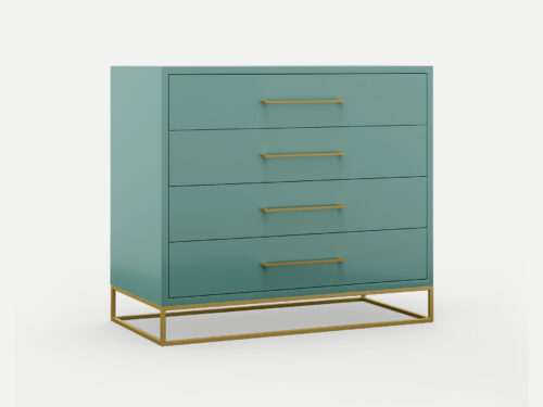 4 drawer server lilo satin turquoise with steel gold legs and handles, locally made in Johannesburg South Africa