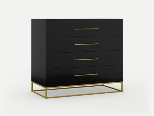 4 drawer server lilo satin black with steel gold legs and handles, locally made in Johannesburg South Africa