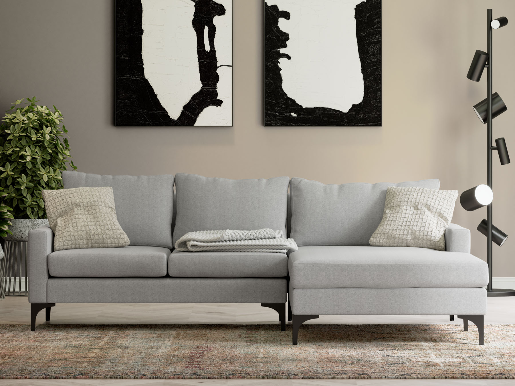 L-Shaped Couch Urban Cement Grey
