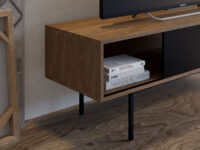 TV Cabinet Atra Vintage Brown Finish with Charcoal Cabinet