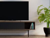 TV Cabinet Atra Vintage Brown Finish with Charcoal Cabinet