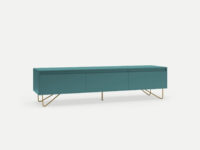 Satin teal 3 drawer TV stand with steel gold legs, locally made in Johannesburg South Africa
